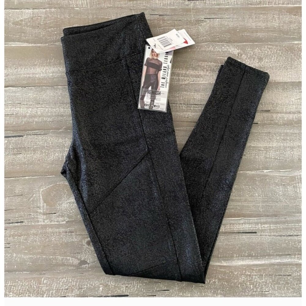 Rewash Womens Black Textured Milano Leggings Size S New Goth Biker Edgy Pockets